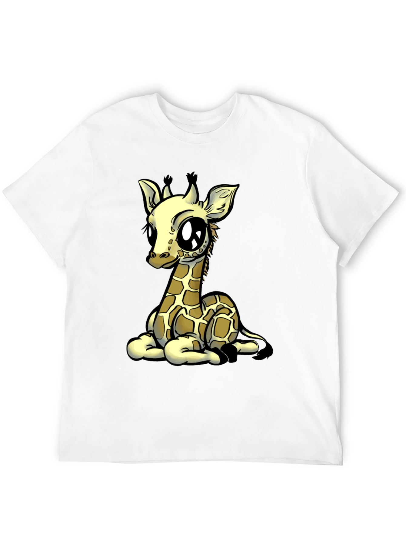 Cute Giraffe Graphic Tee - Black Cotton T-Shirt