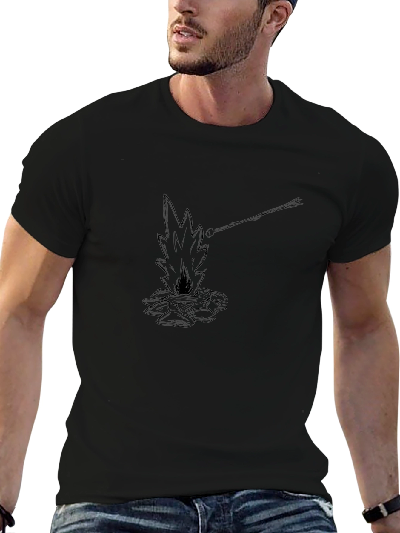 Campfire Graphic Tee - Black Cotton Blend