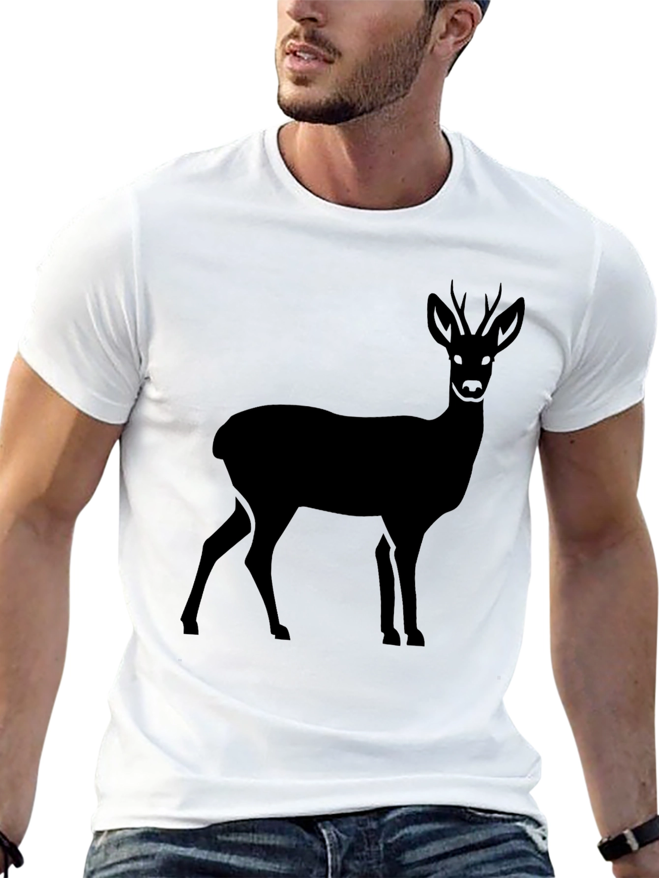 Mens Black Deer Silhouette Graphic T-Shirt