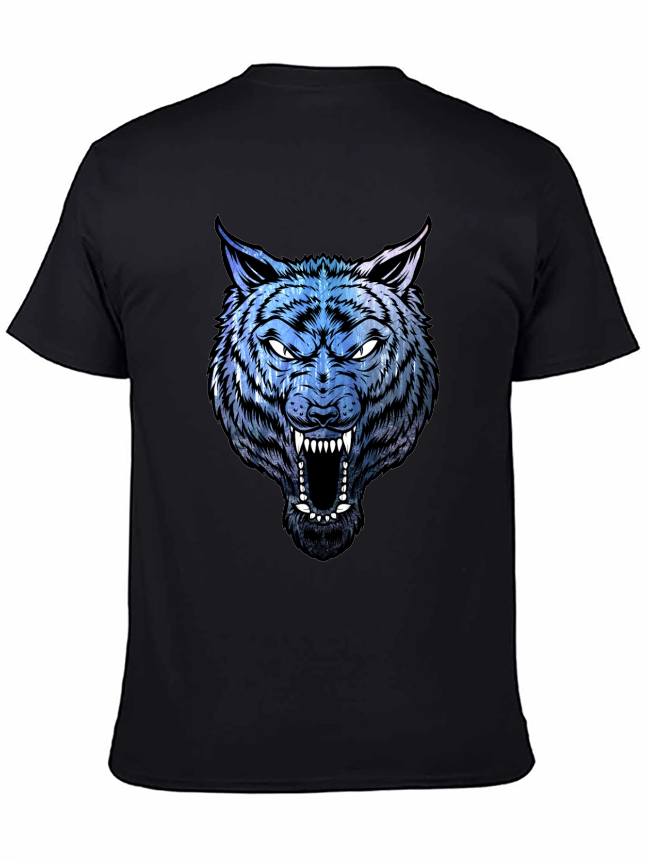 Mens Wolf Graphic Print Black T-Shirt