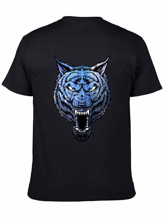 Mens Wolf Graphic Print Black T-Shirt