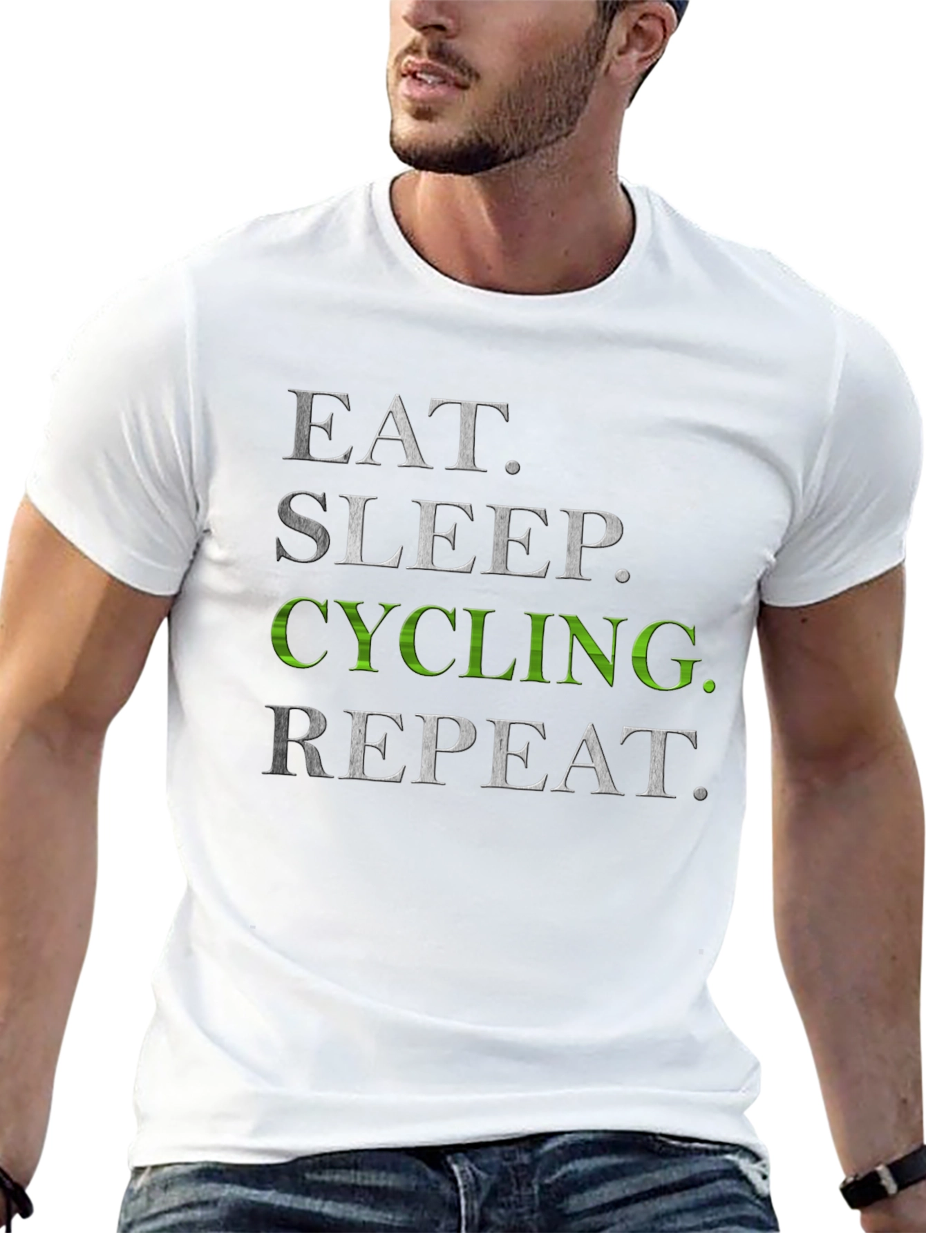 Eat Sleep Cycling Repeat T-Shirt - Black Graphic Tee