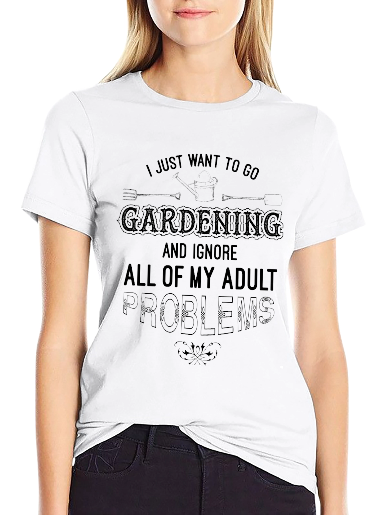 Gardening Adult Problems Black T-Shirt