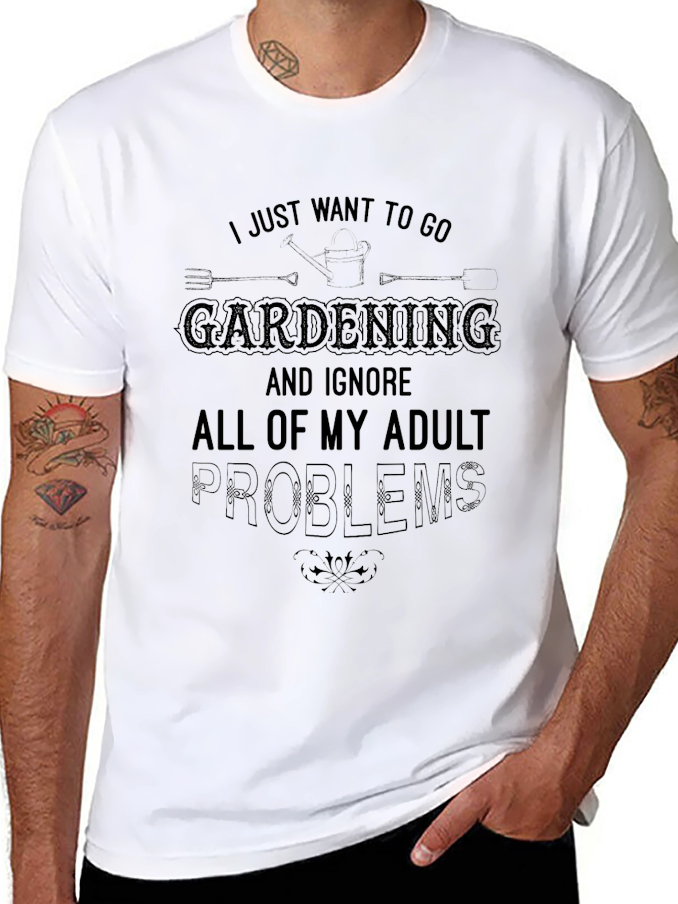 Gardening Adult Problems Black T-Shirt