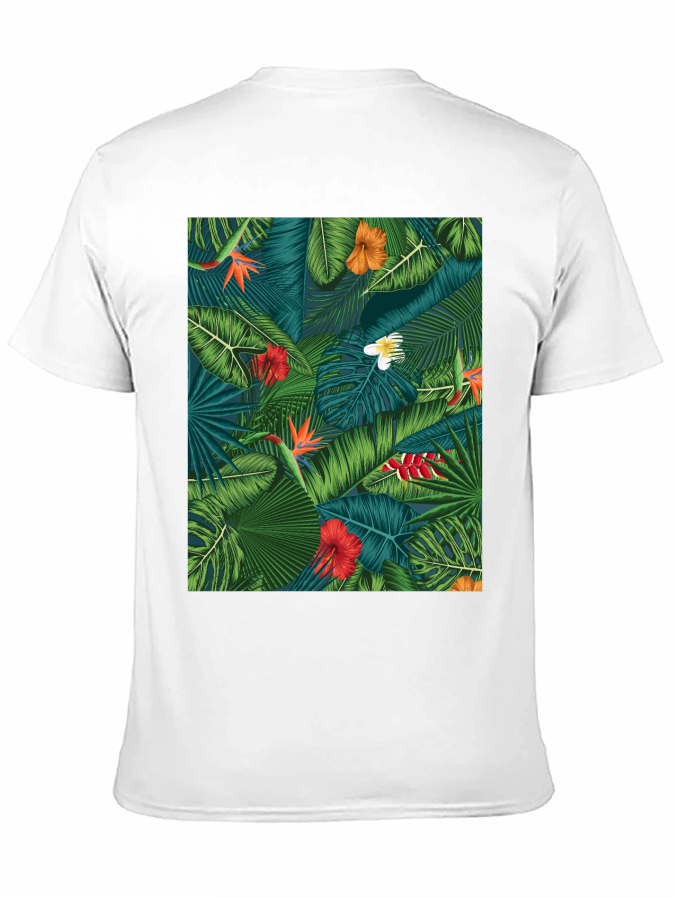 Tropical Floral Print Black T-Shirt