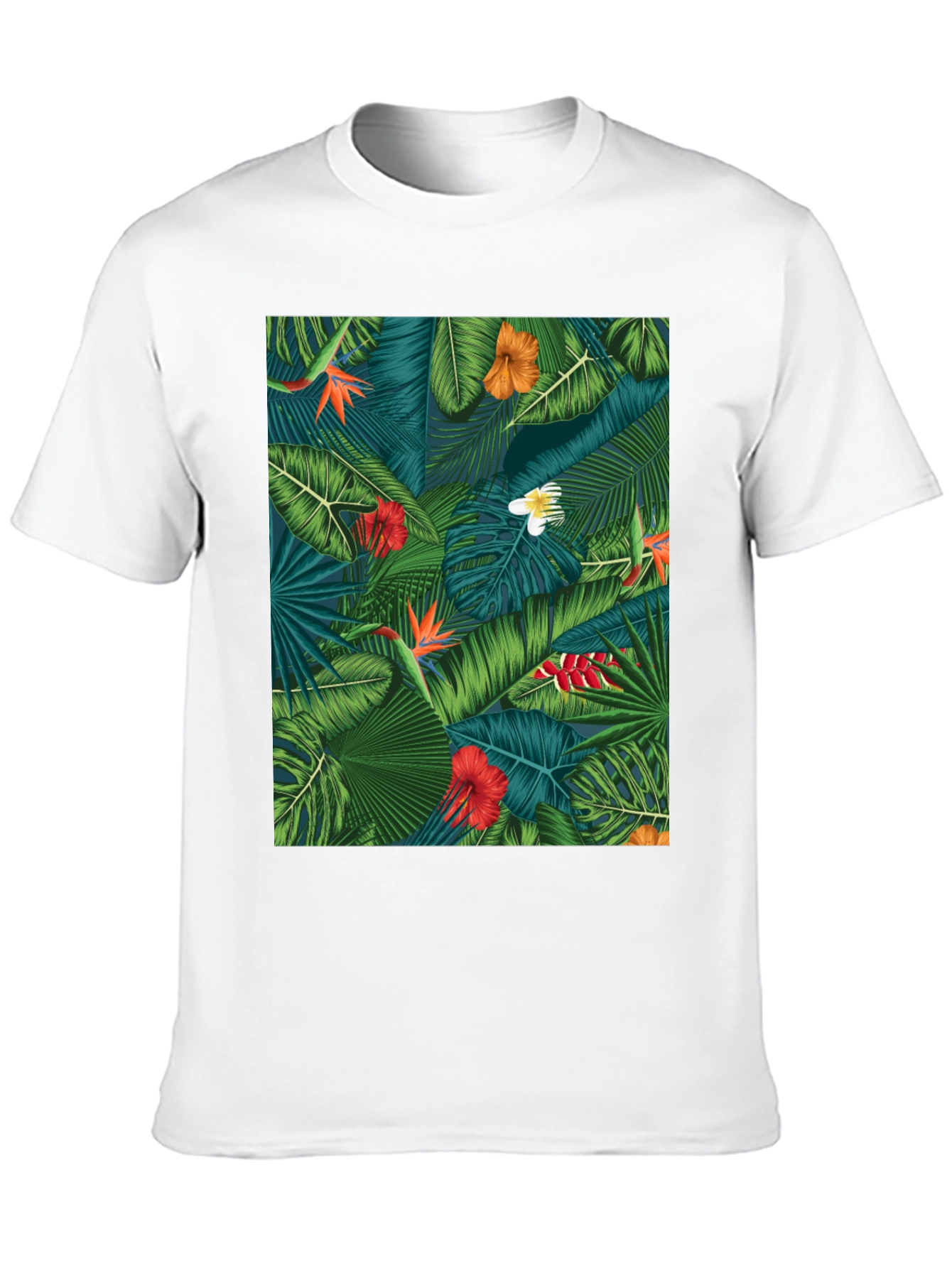 Tropical Floral Print Black T-Shirt