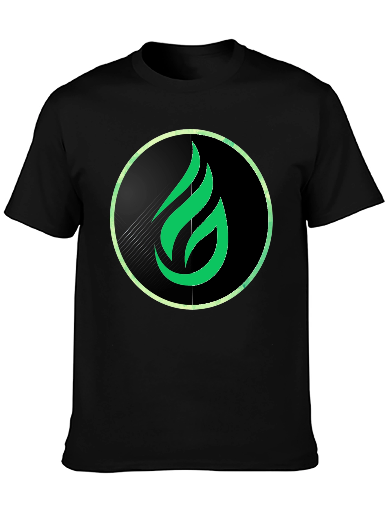 Green Flame Graphic Black Tee