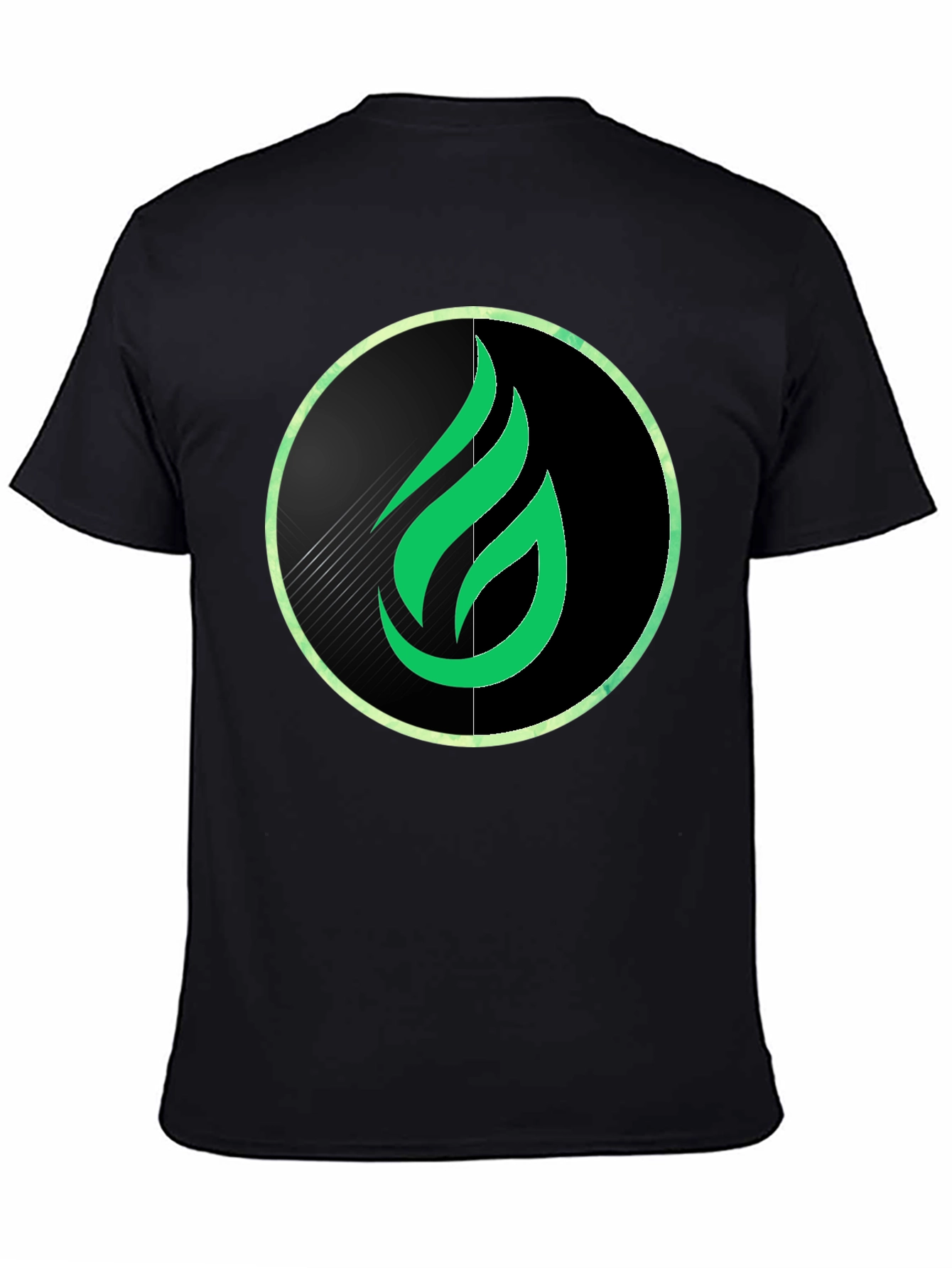 Green Flame Graphic Black Tee