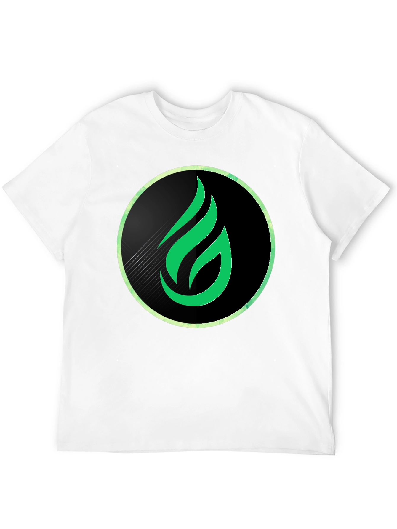 Green Flame Graphic Black Tee