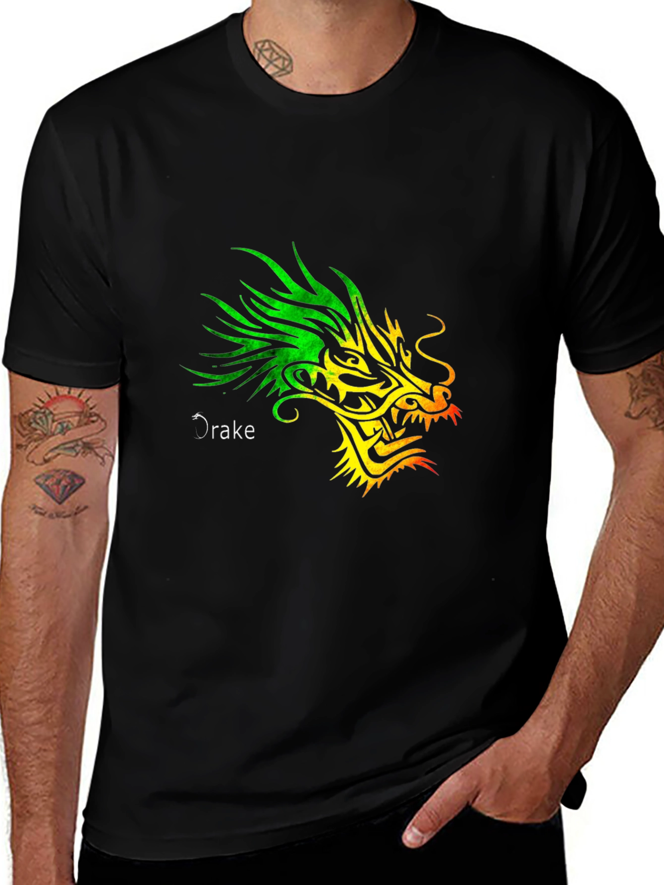 Dragon Graphic Print Crew Neck T-Shirt - Mens