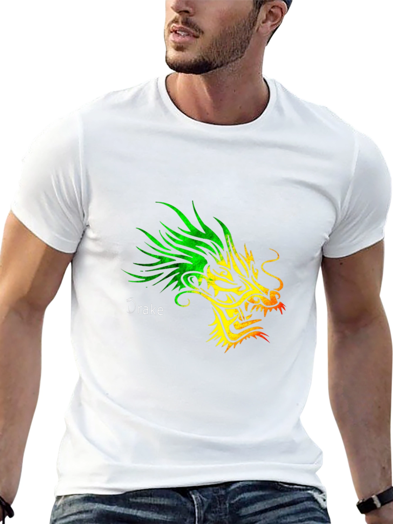 Dragon Graphic Print Crew Neck T-Shirt - Mens