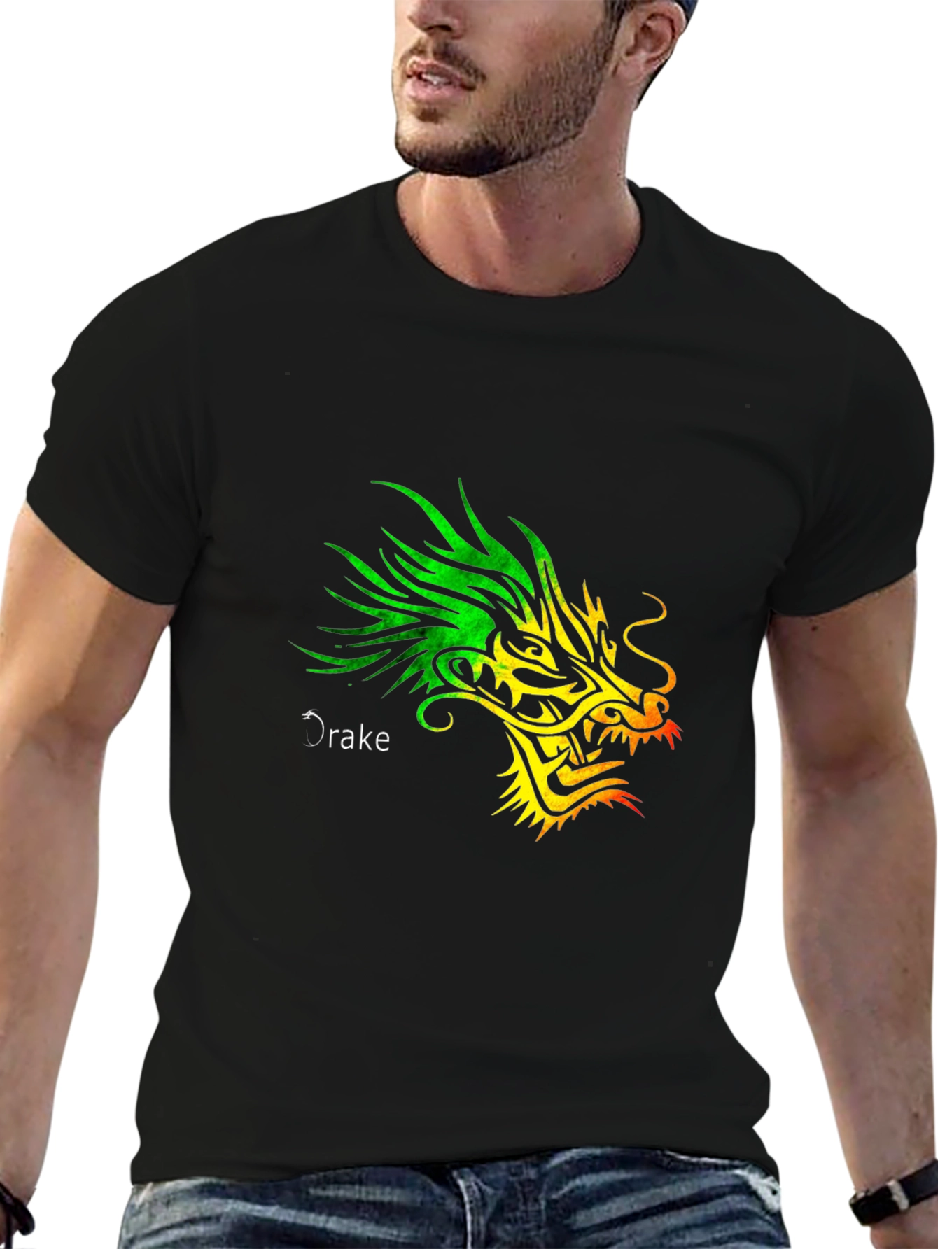 Dragon Graphic Print Crew Neck T-Shirt - Mens