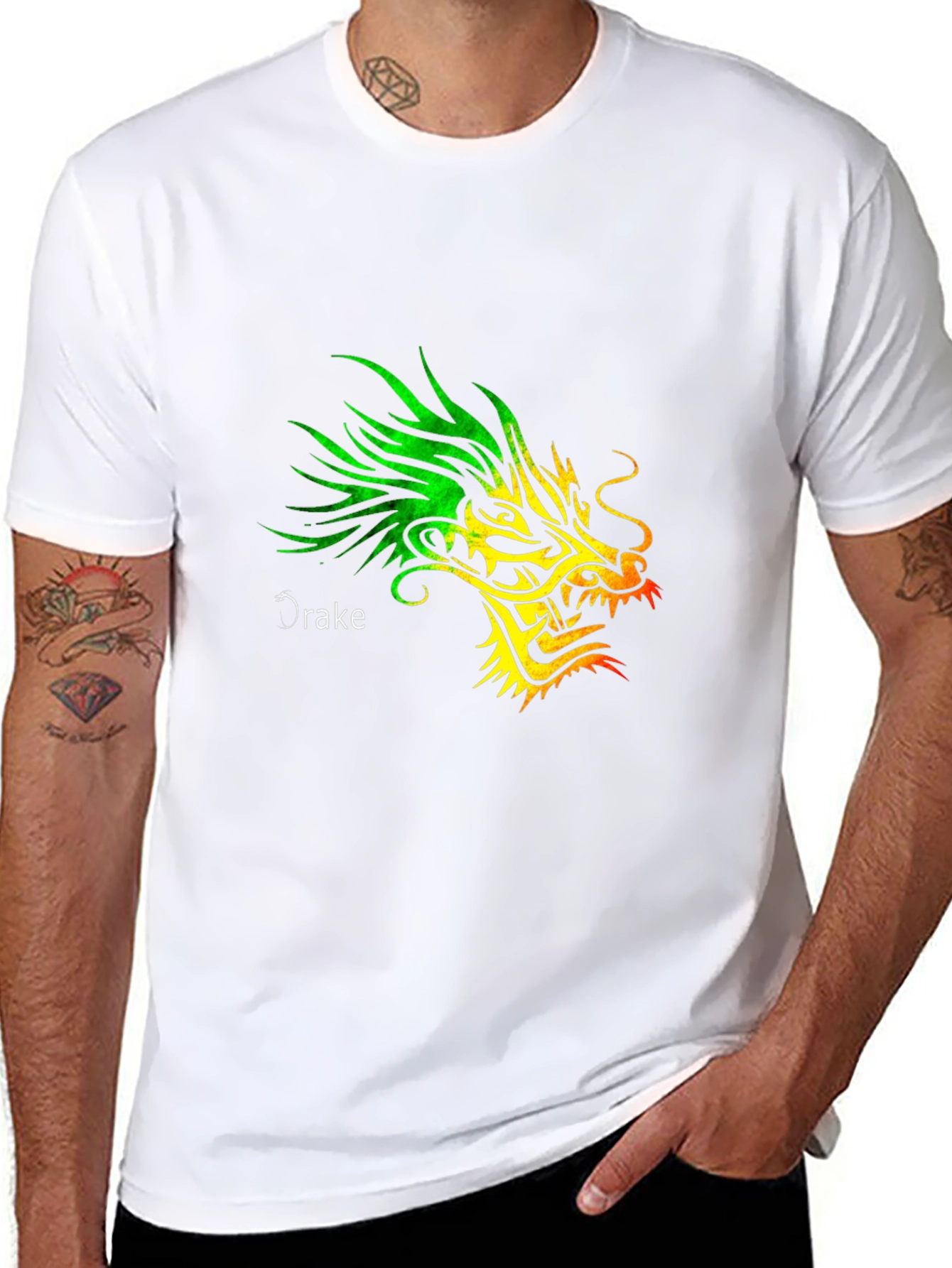 Dragon Graphic Print Crew Neck T-Shirt - Mens