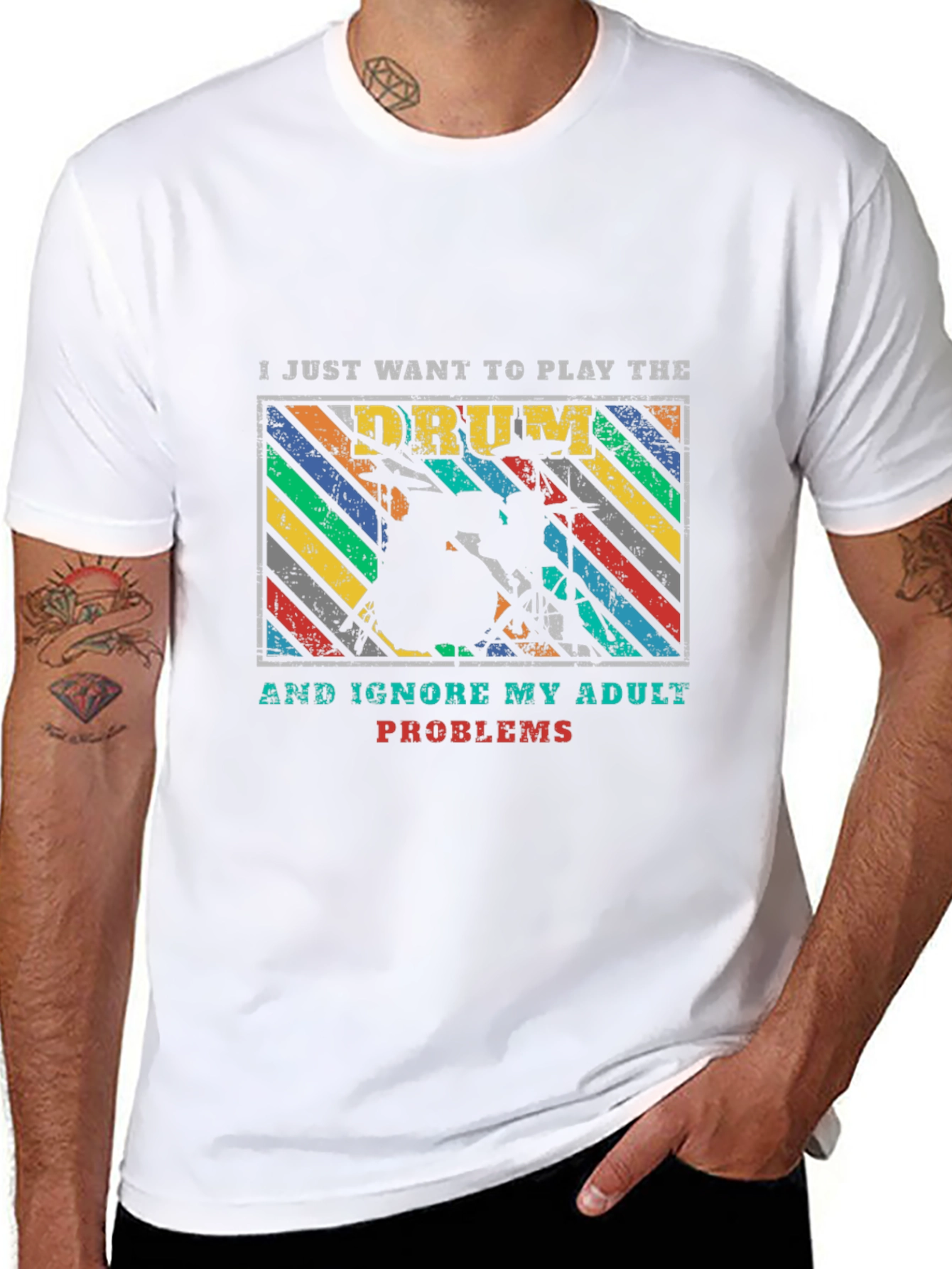 Drummer T-Shirt: Play Drums Ignore Adult Problems