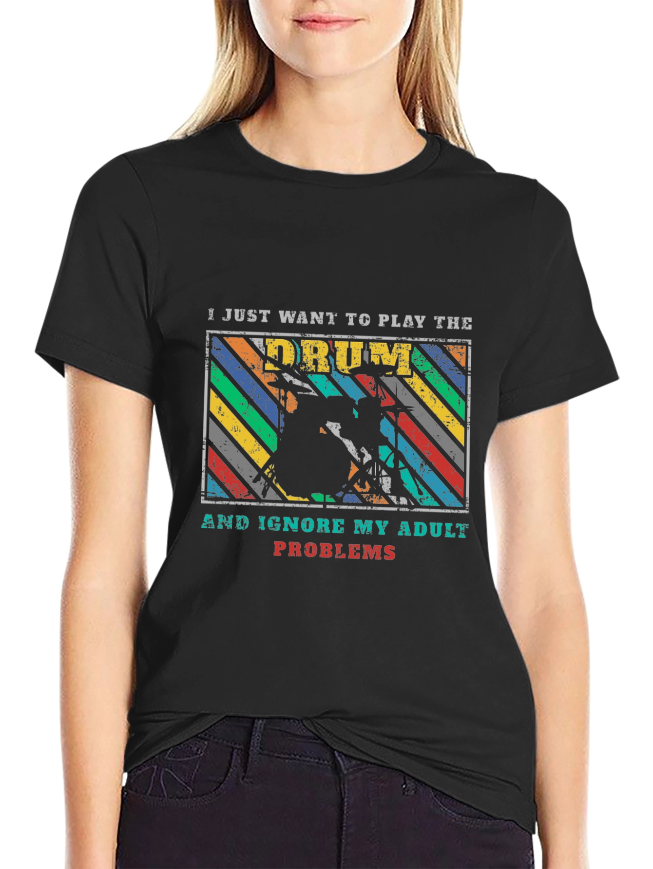 Drummer T-Shirt: Play Drums Ignore Adult Problems