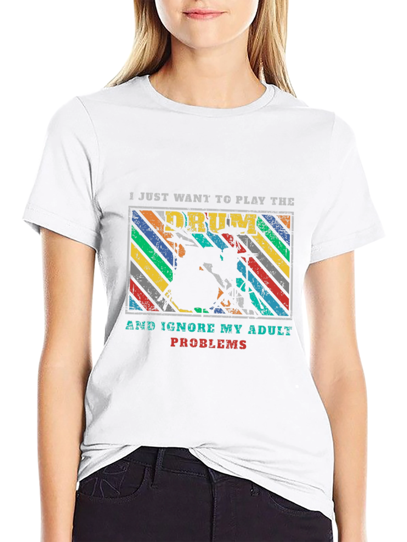 Drummer T-Shirt: Play Drums Ignore Adult Problems