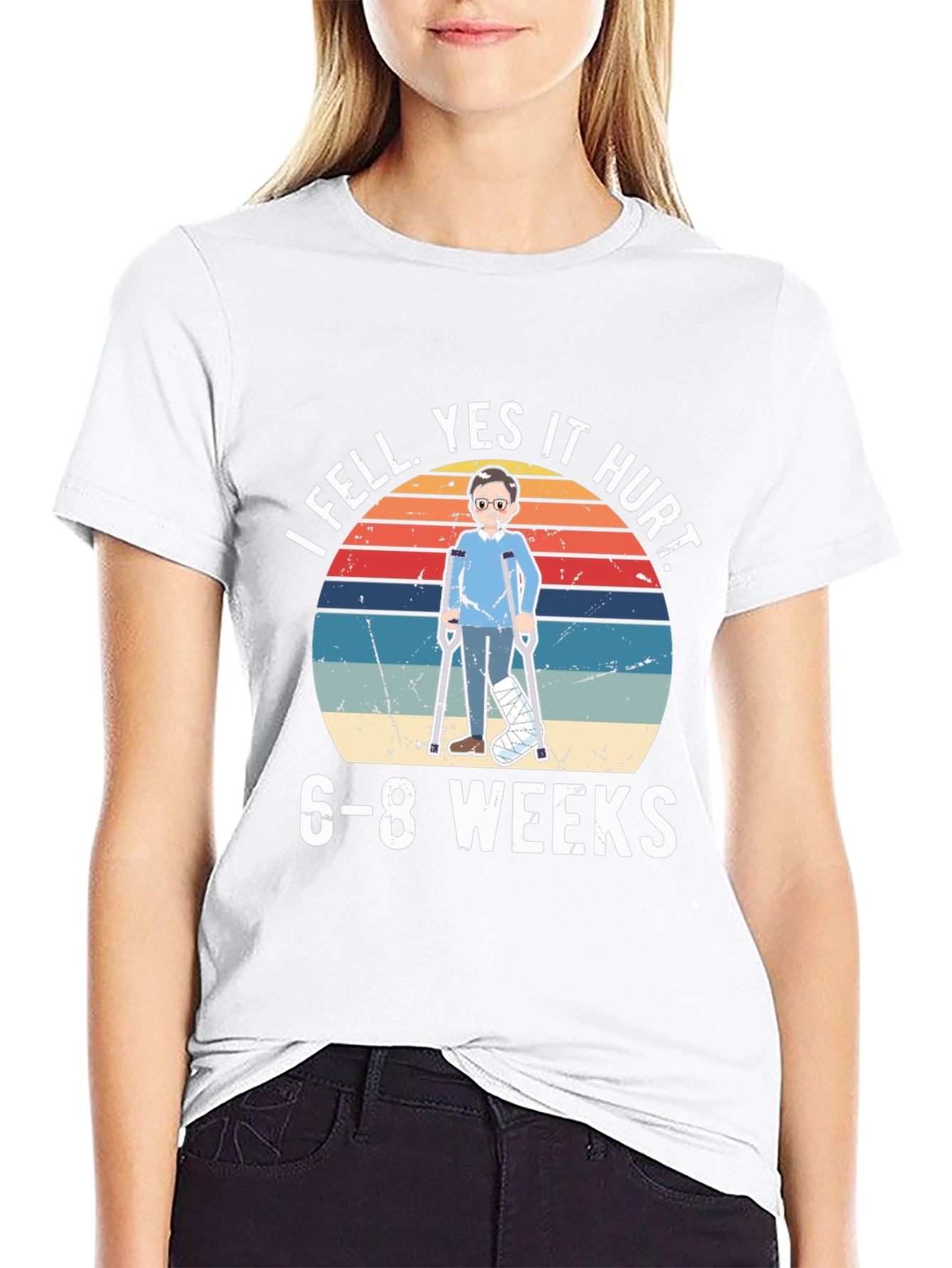 I Fell Yes It Hurt Funny Broken Leg T-Shirt