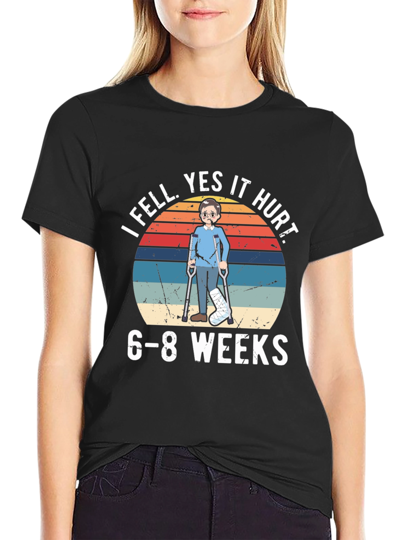 I Fell Yes It Hurt Funny Broken Leg T-Shirt