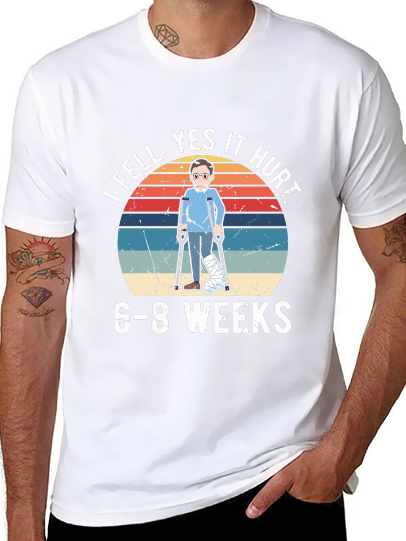 I Fell Yes It Hurt Funny Broken Leg T-Shirt