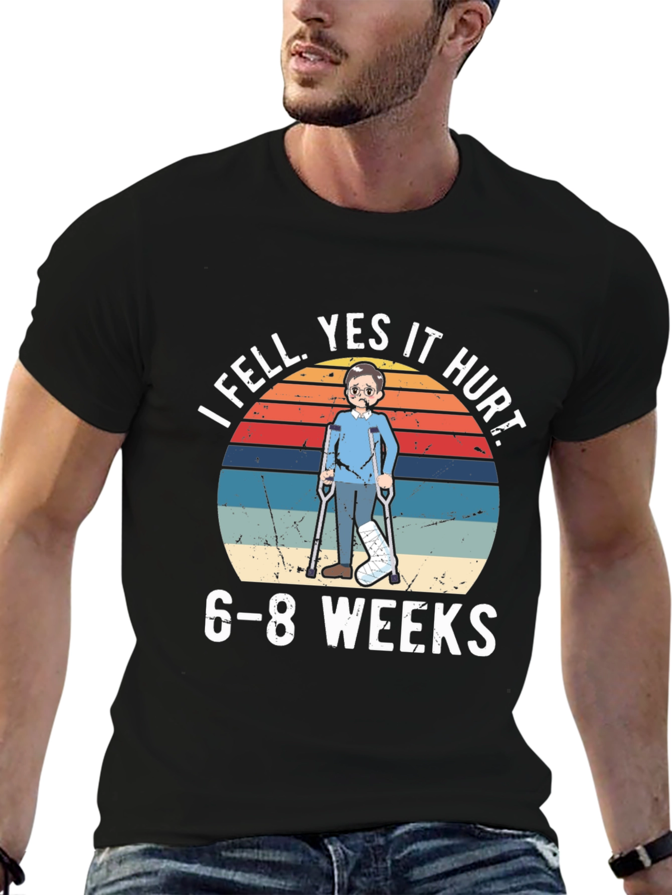 I Fell Yes It Hurt Funny Broken Leg T-Shirt
