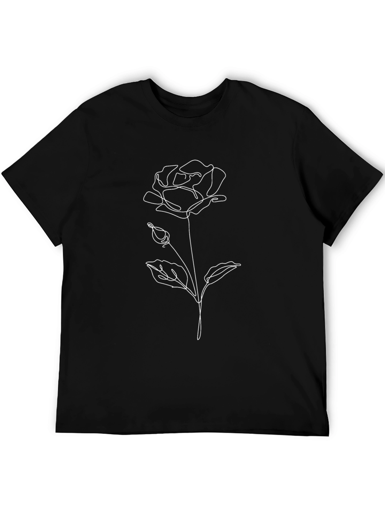 Elegant Rose Outline Graphic T-Shirt