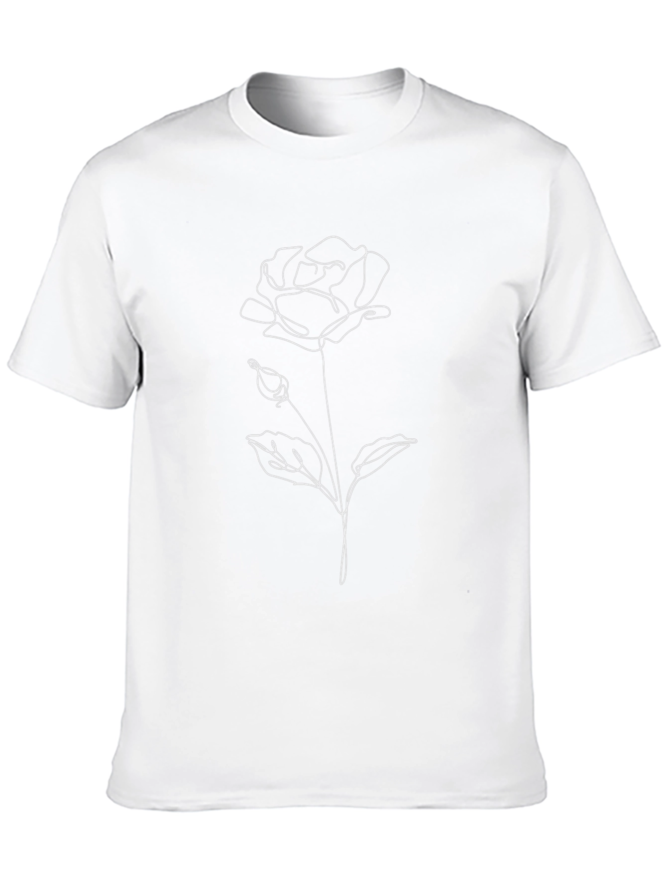 Elegant Rose Outline Graphic T-Shirt