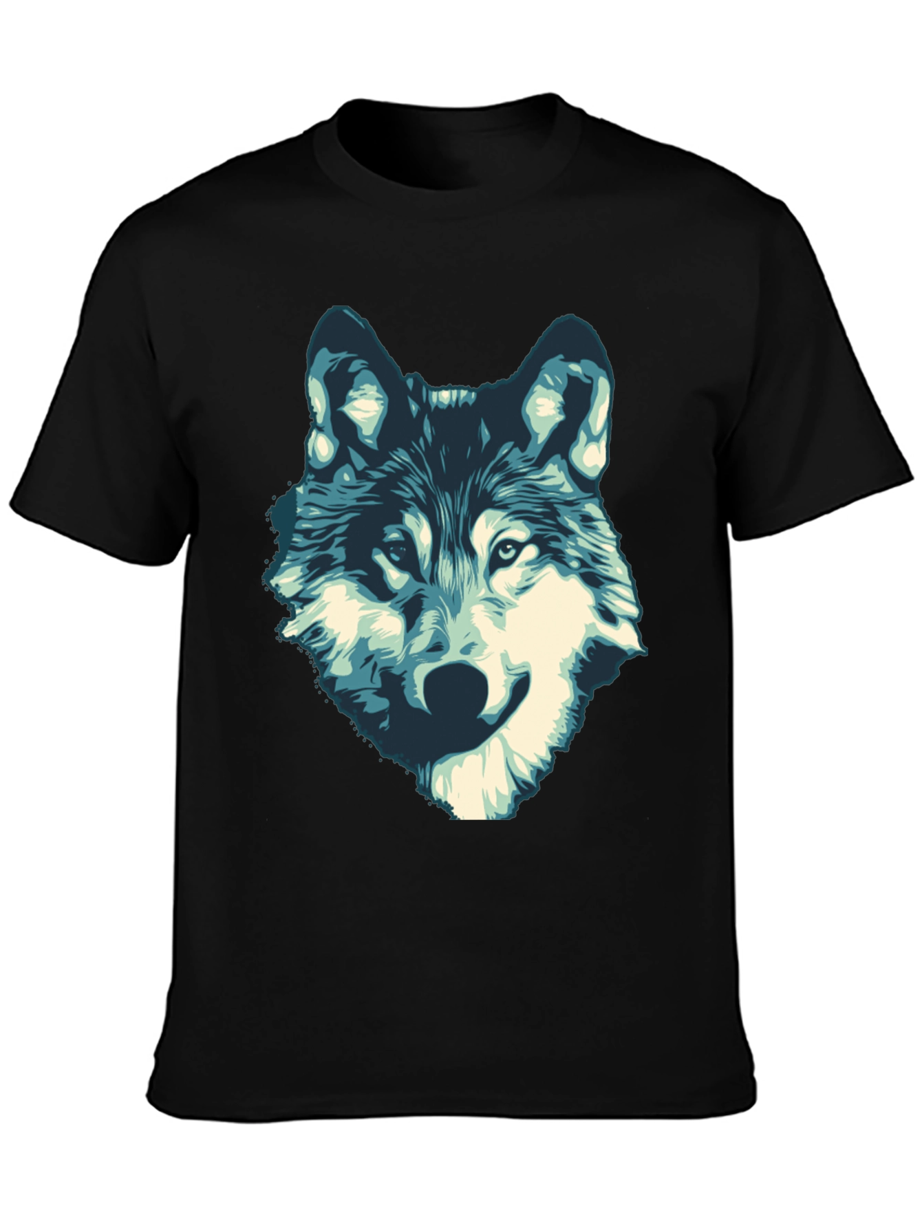 Mens Black Wolf Graphic Print T-Shirt