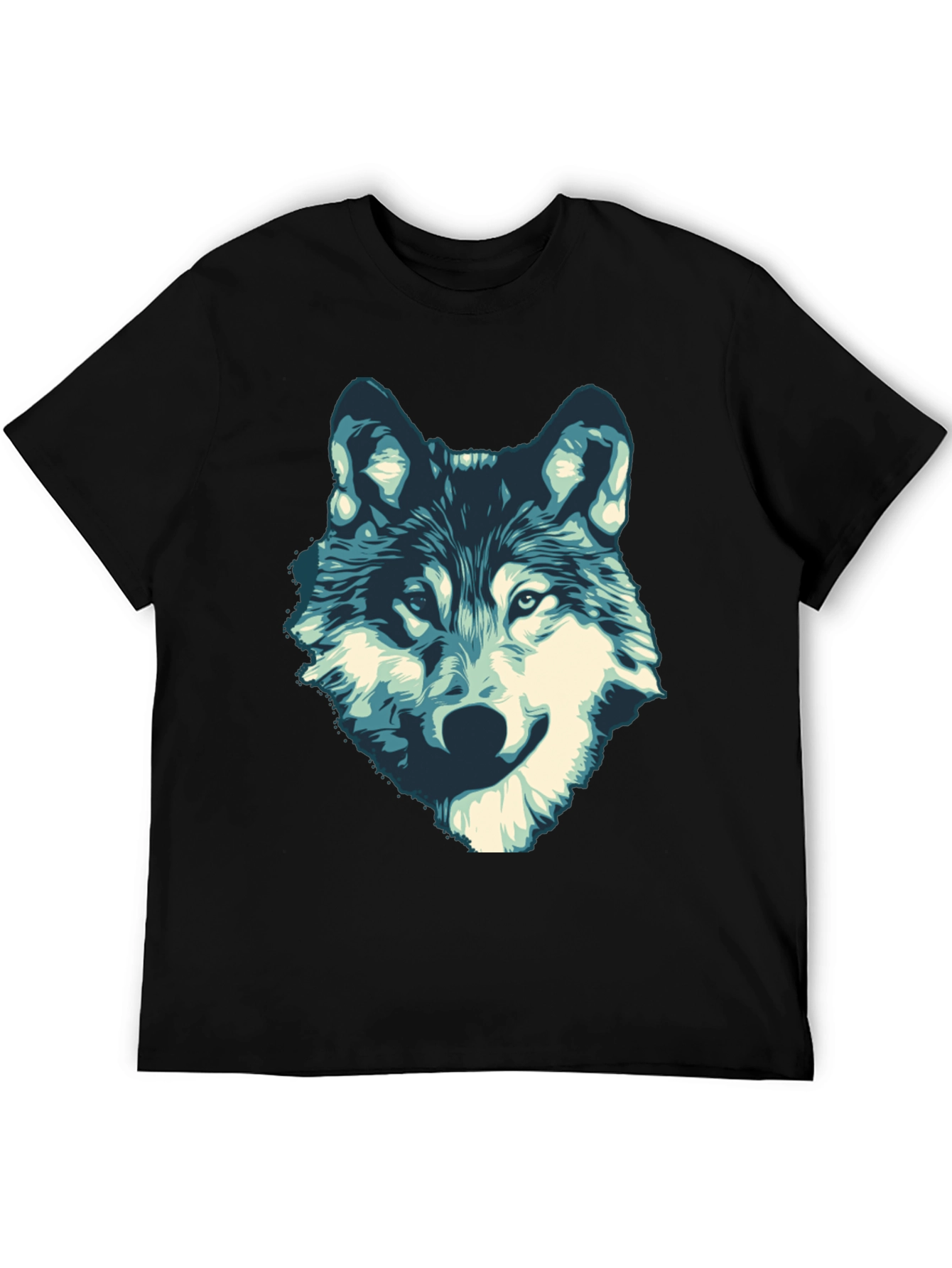 Mens Black Wolf Graphic Print T-Shirt
