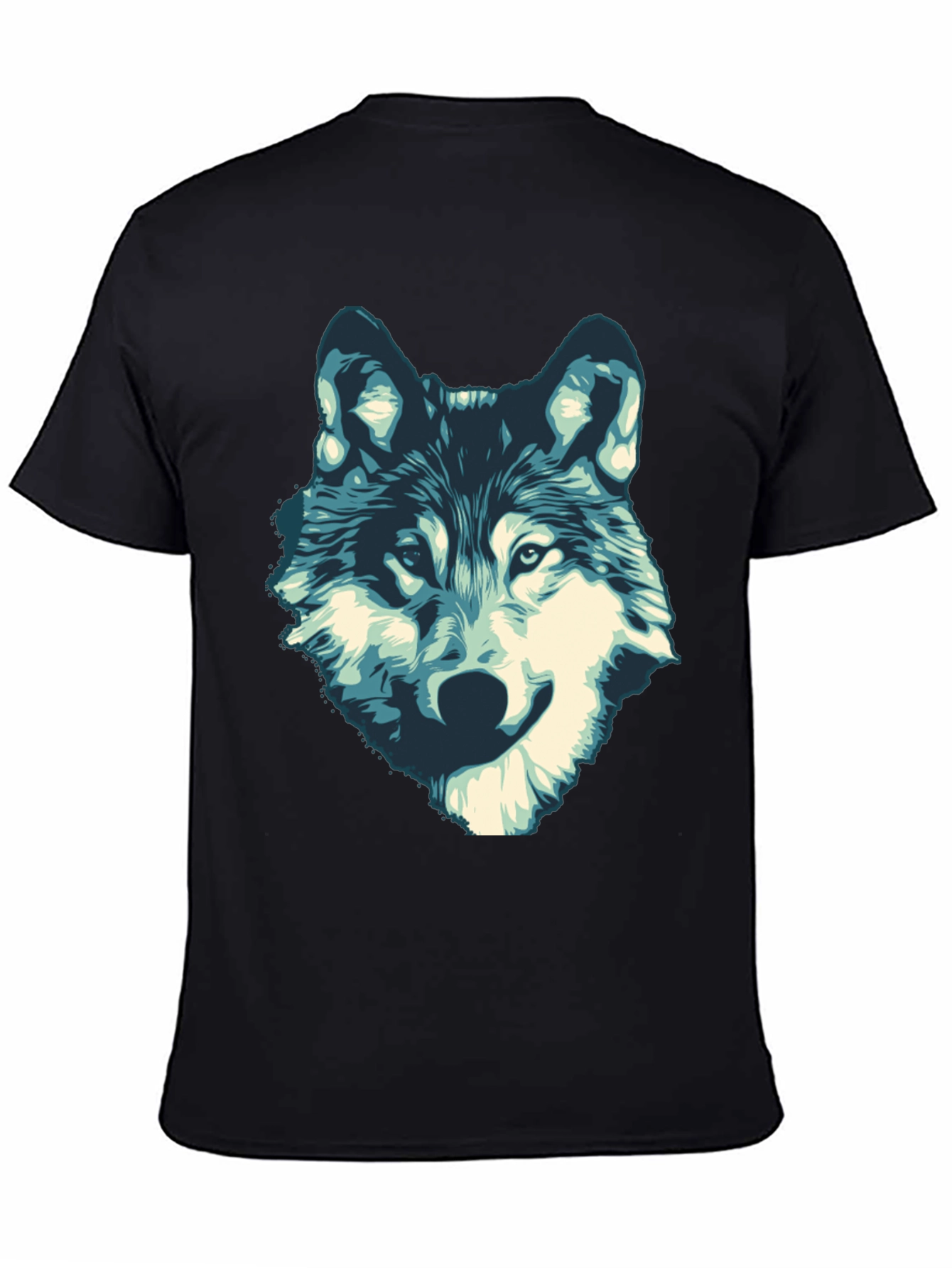 Mens Black Wolf Graphic Print T-Shirt