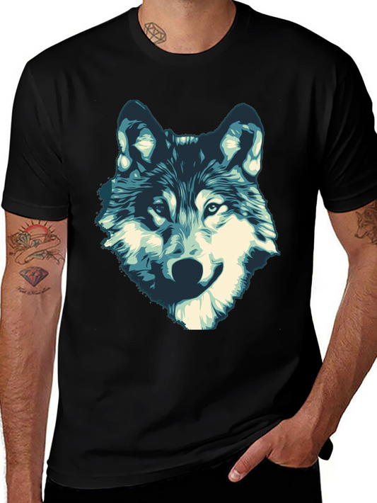 Mens Black Wolf Graphic Print T-Shirt