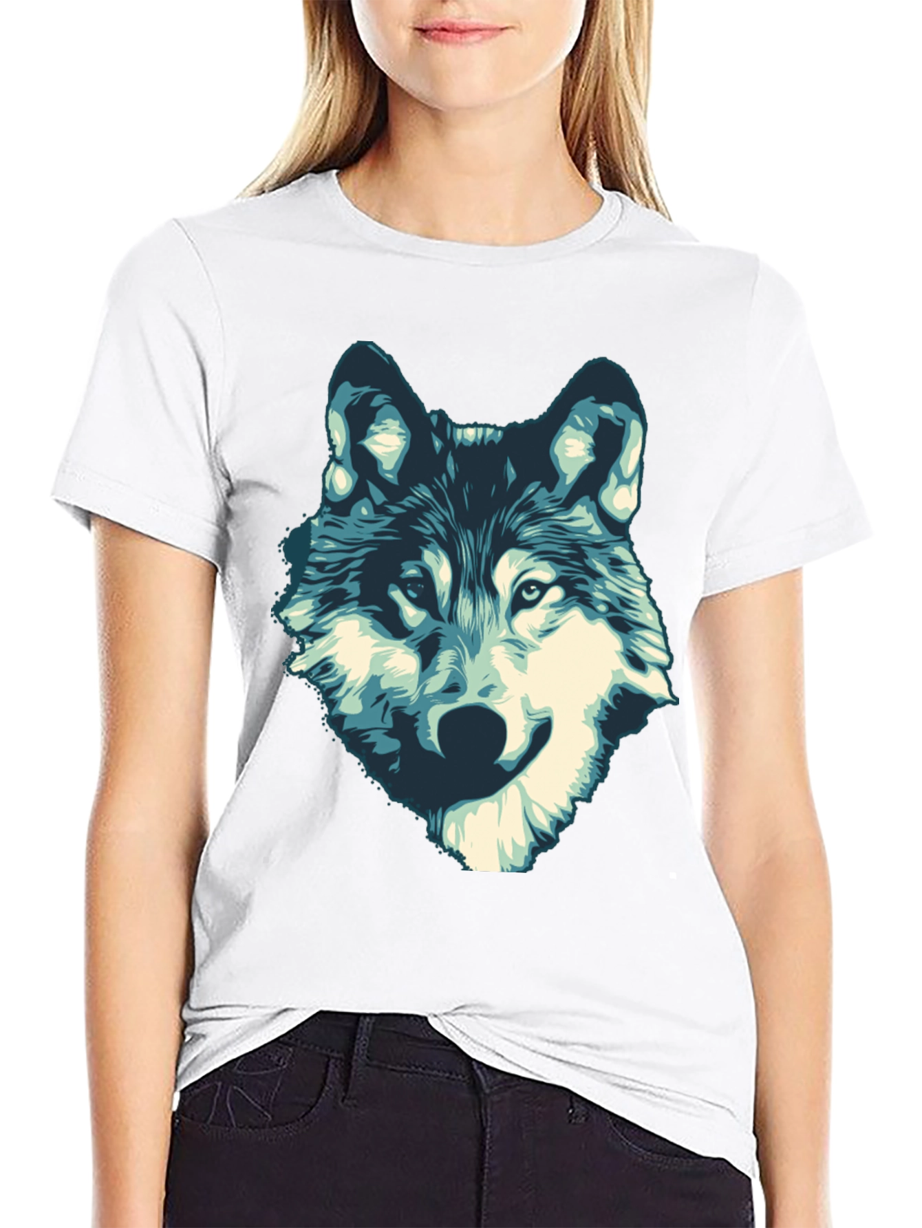 Mens Black Wolf Graphic Print T-Shirt