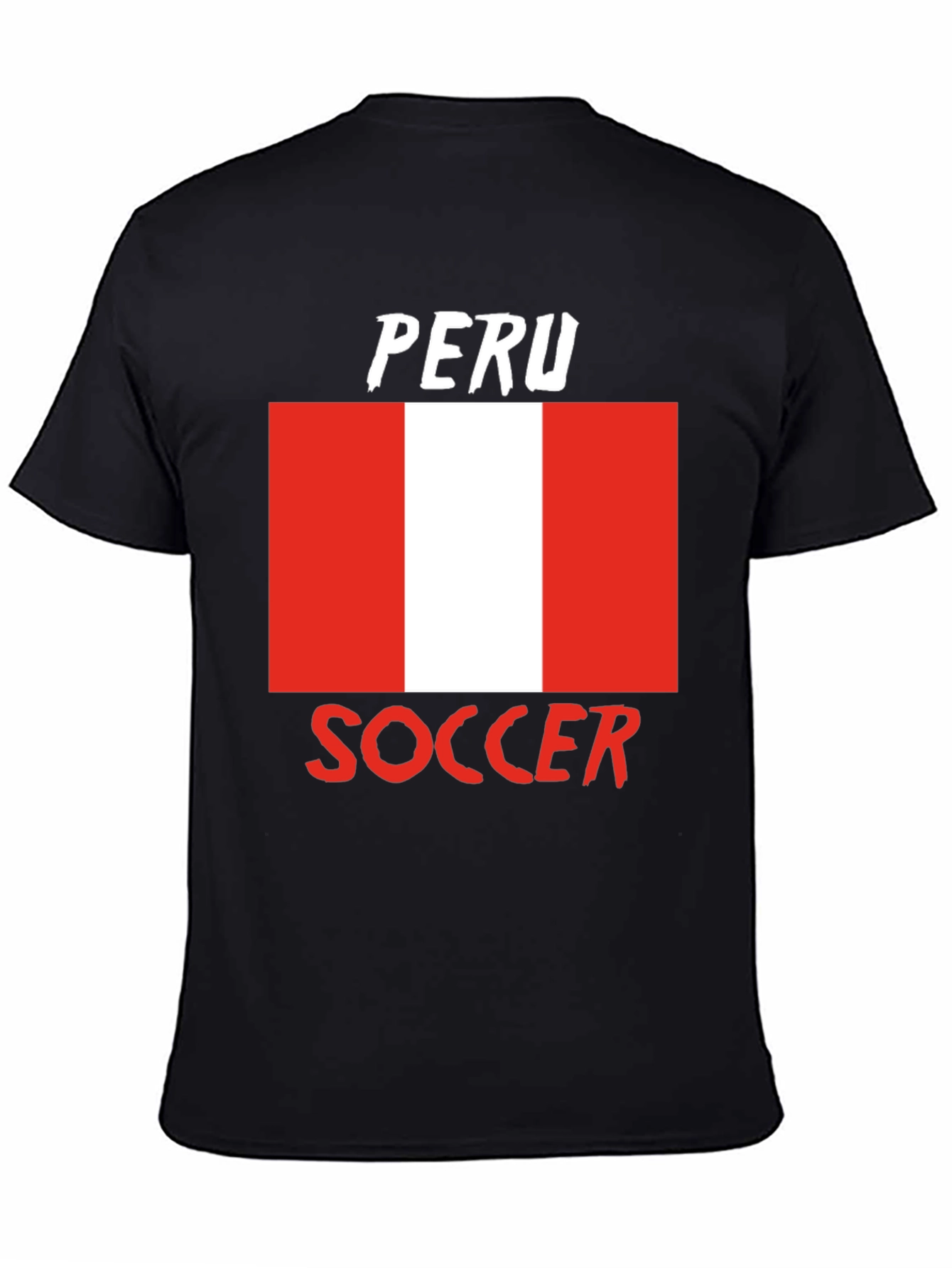 Peru Soccer Flag T-Shirt - Black Tee
