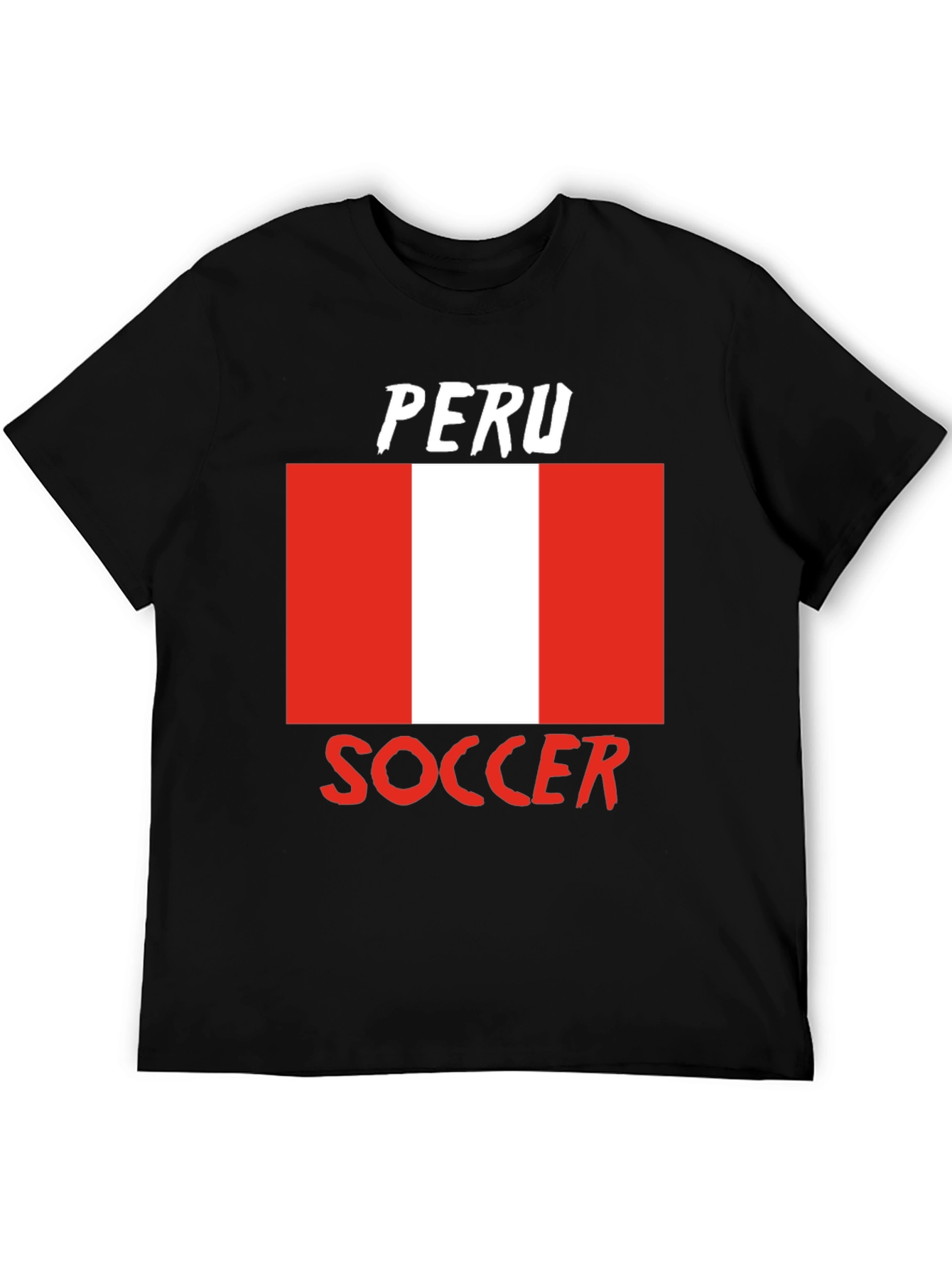 Peru Soccer Flag T-Shirt - Black Tee