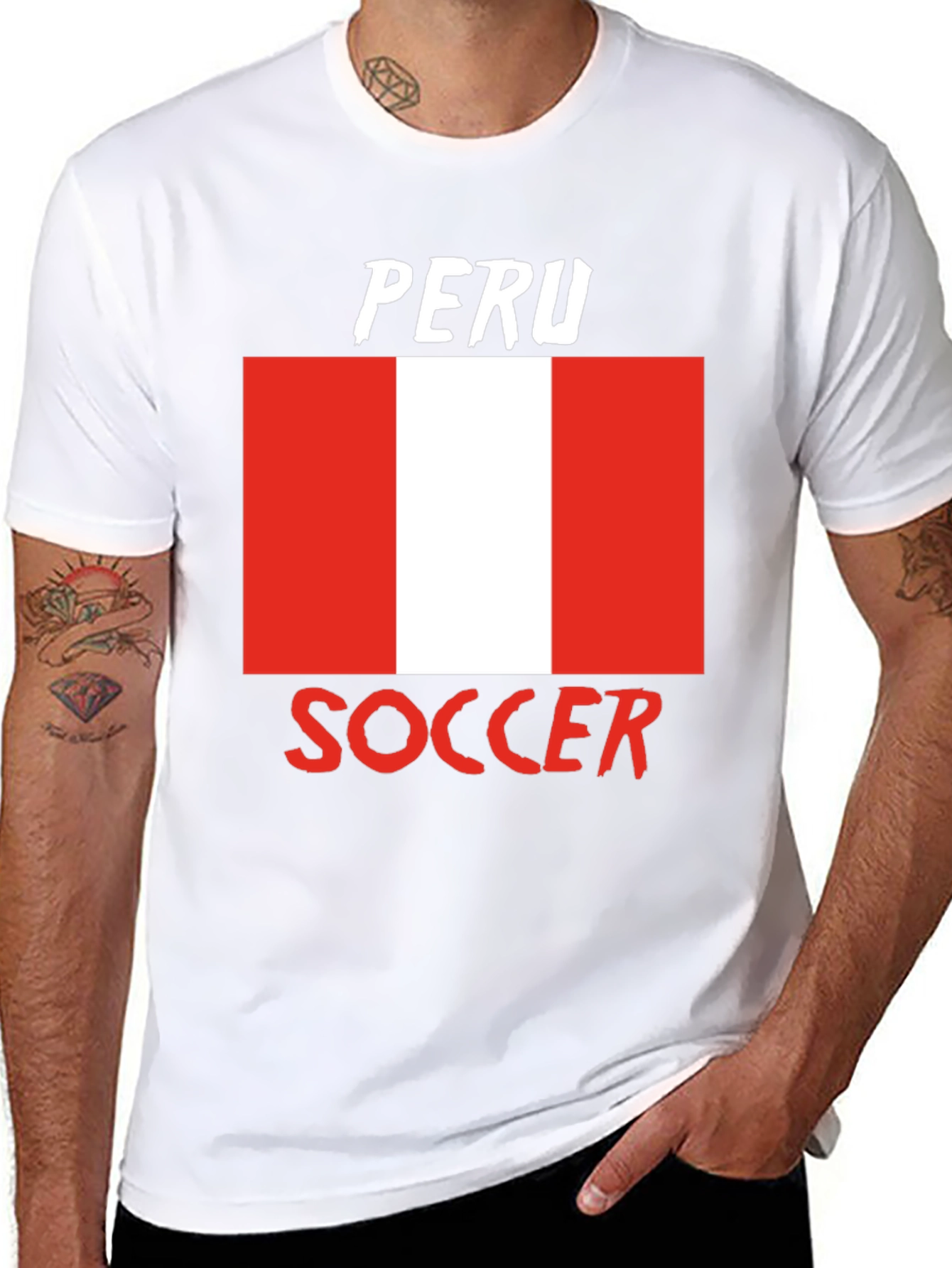 Peru Soccer Flag T-Shirt - Black Tee