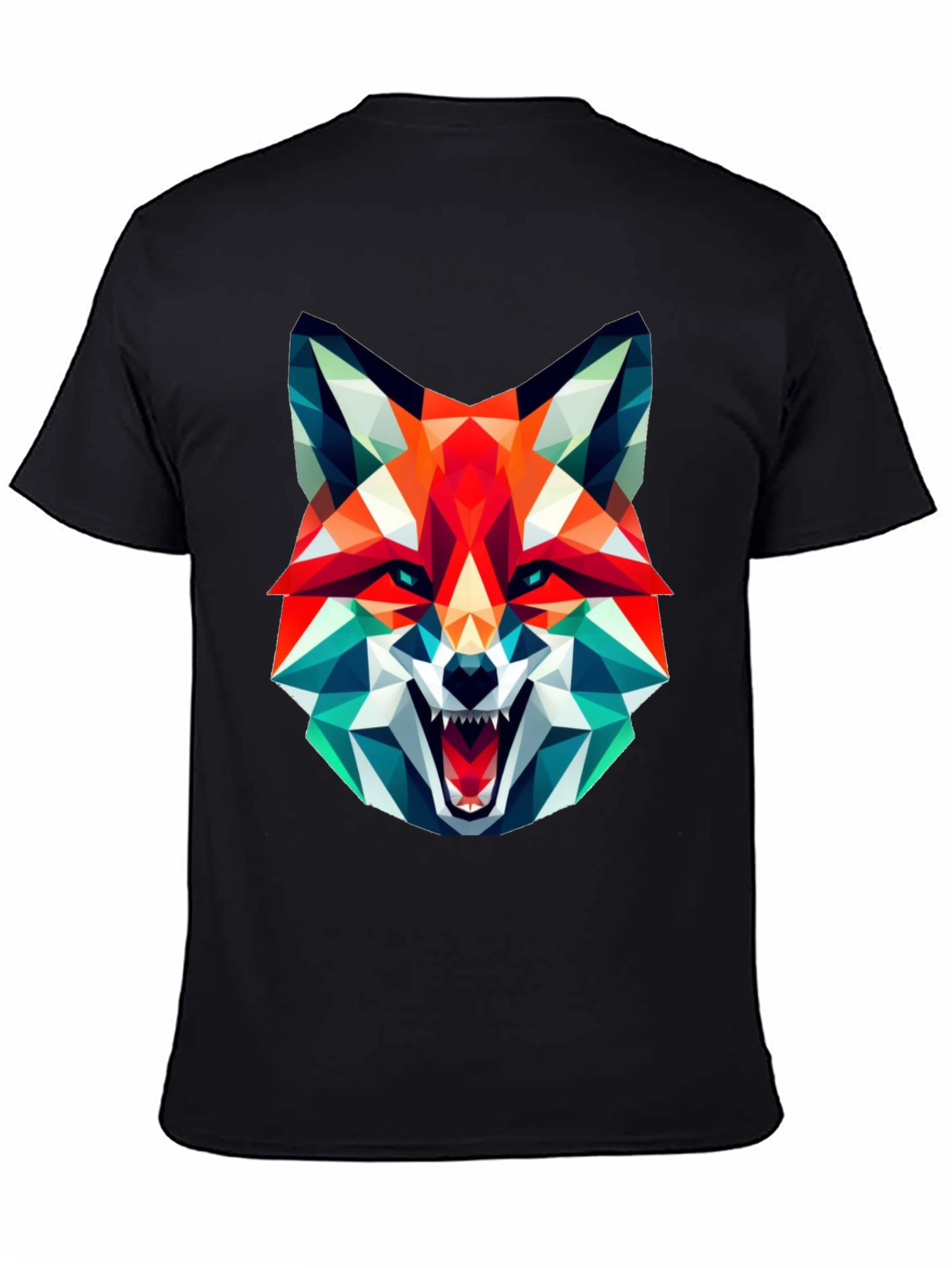 Geometric Fox Graphic Tee - Black
