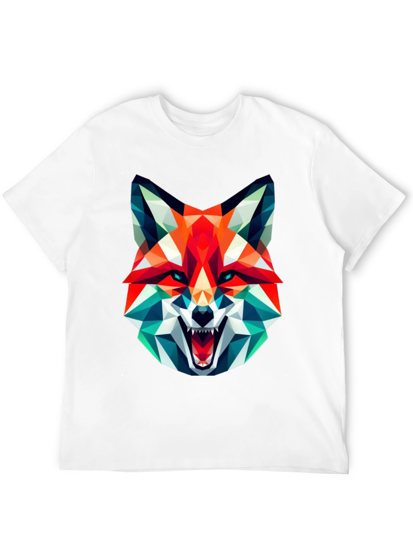 Geometric Fox Graphic Tee - Black
