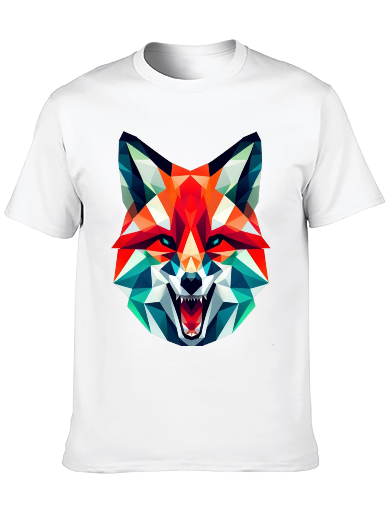 Geometric Fox Graphic Tee - Black