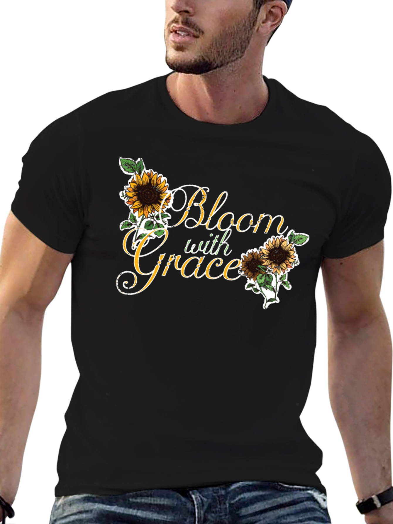 Bloom with Grace Black T-Shirt