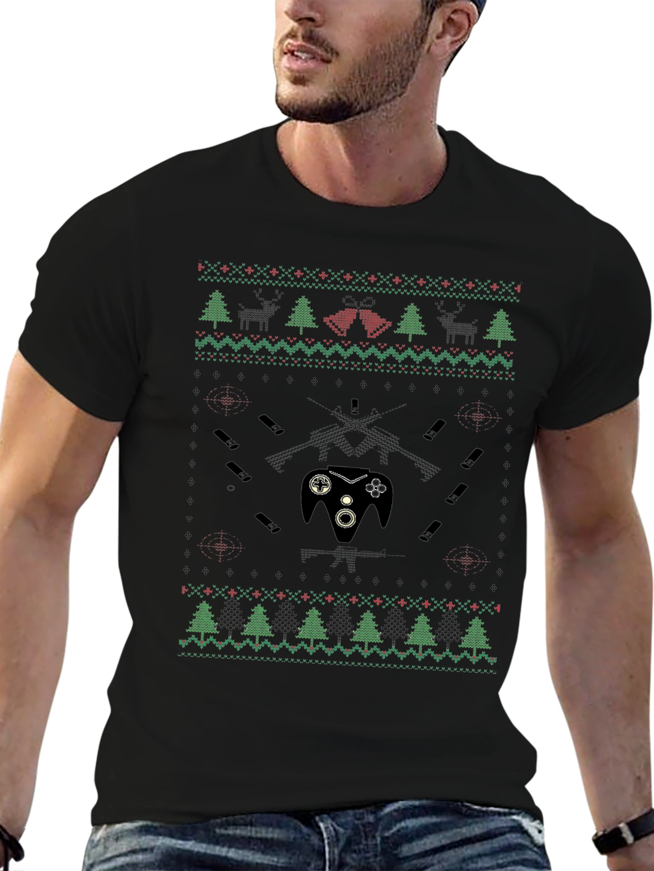 Gaming Christmas Pattern T-Shirt