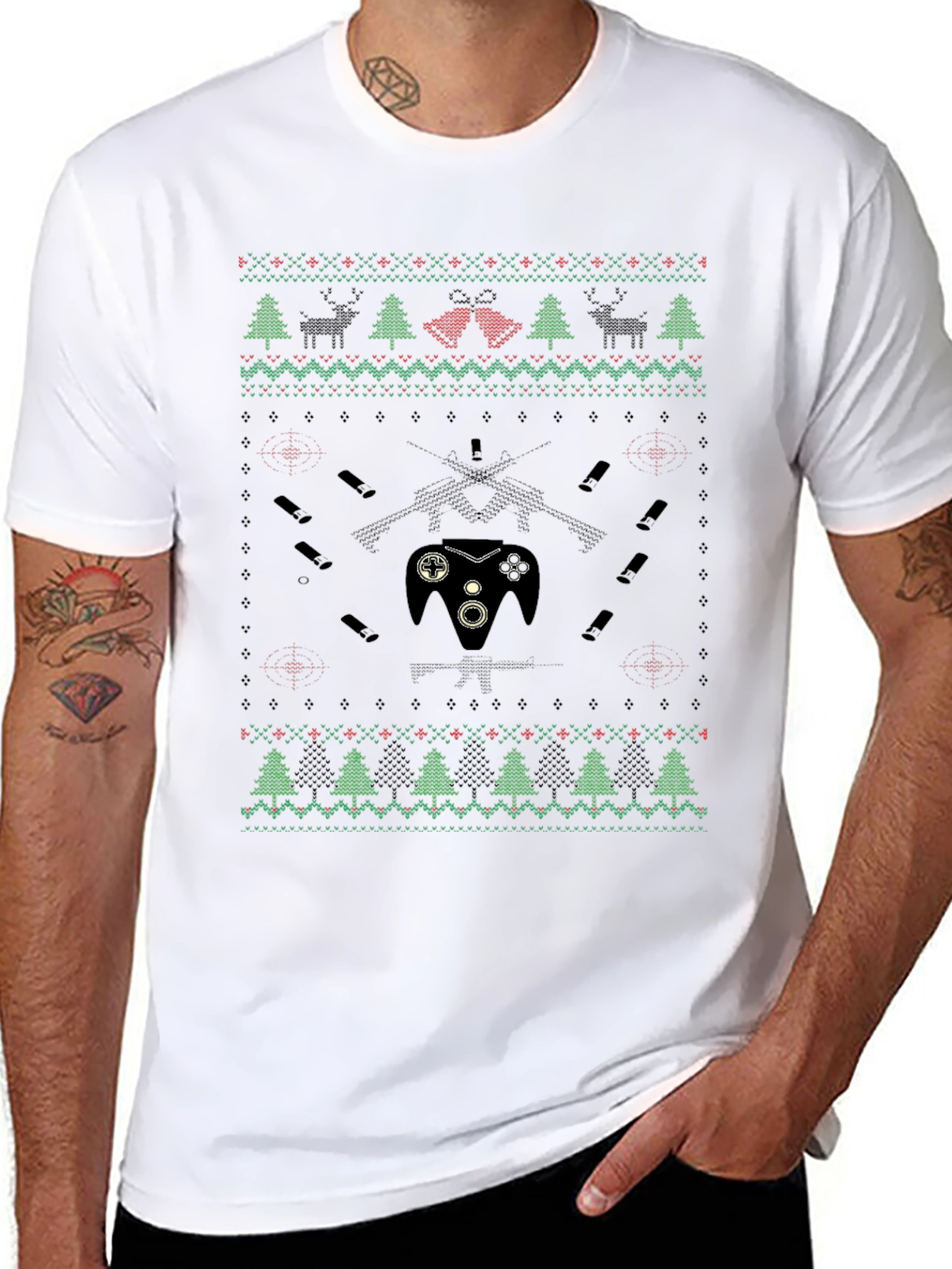 Gaming Christmas Pattern T-Shirt