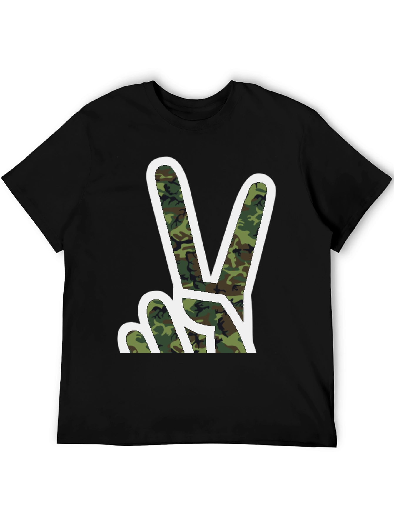 Camouflage Peace Sign Graphic T-Shirt