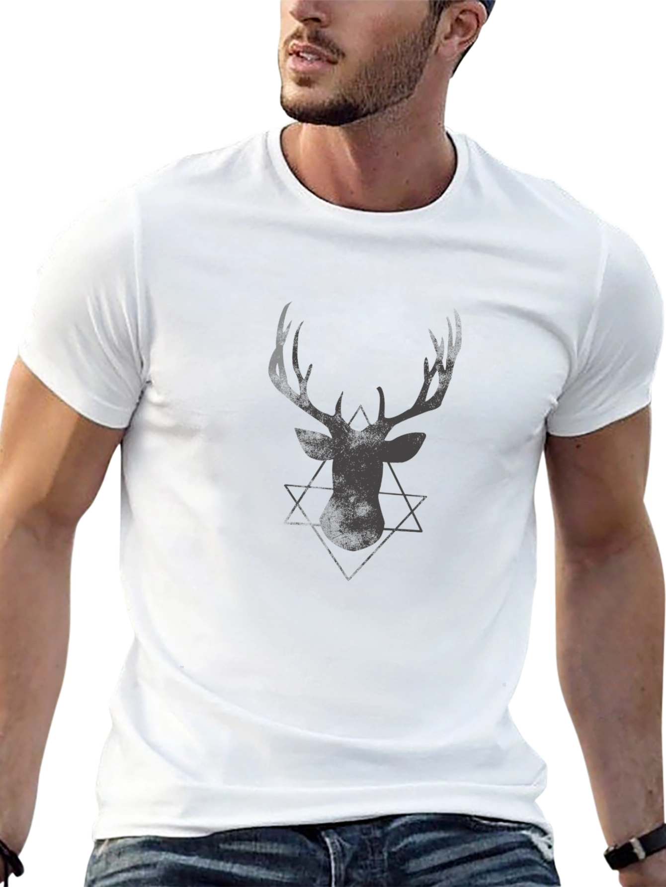 Black Deer Star Graphic Tee | Casual Mens T-Shirt