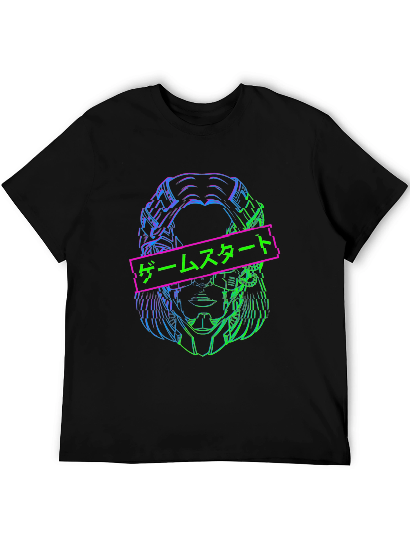 Cyberpunk Start Game Tee - Black Graphic T-Shirt