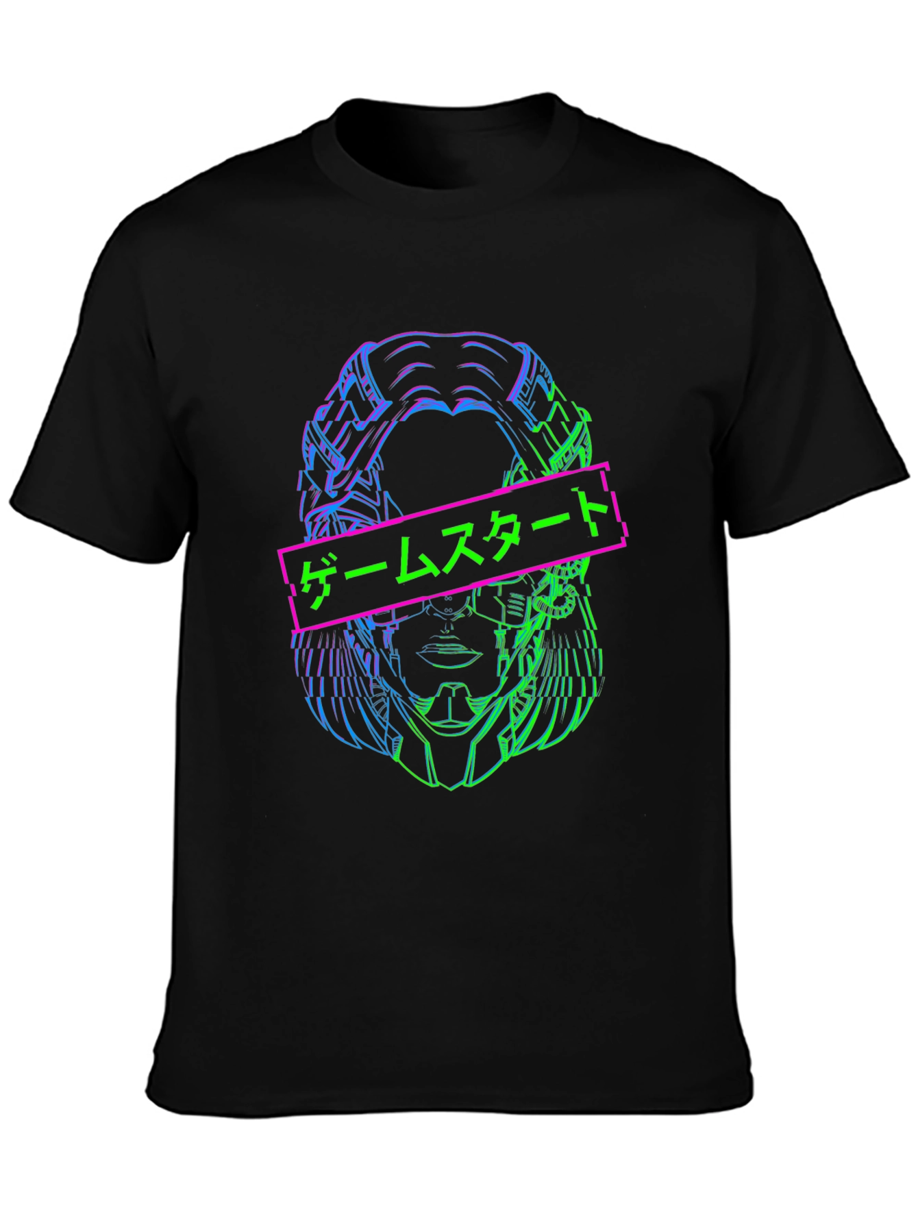 Cyberpunk Start Game Tee - Black Graphic T-Shirt