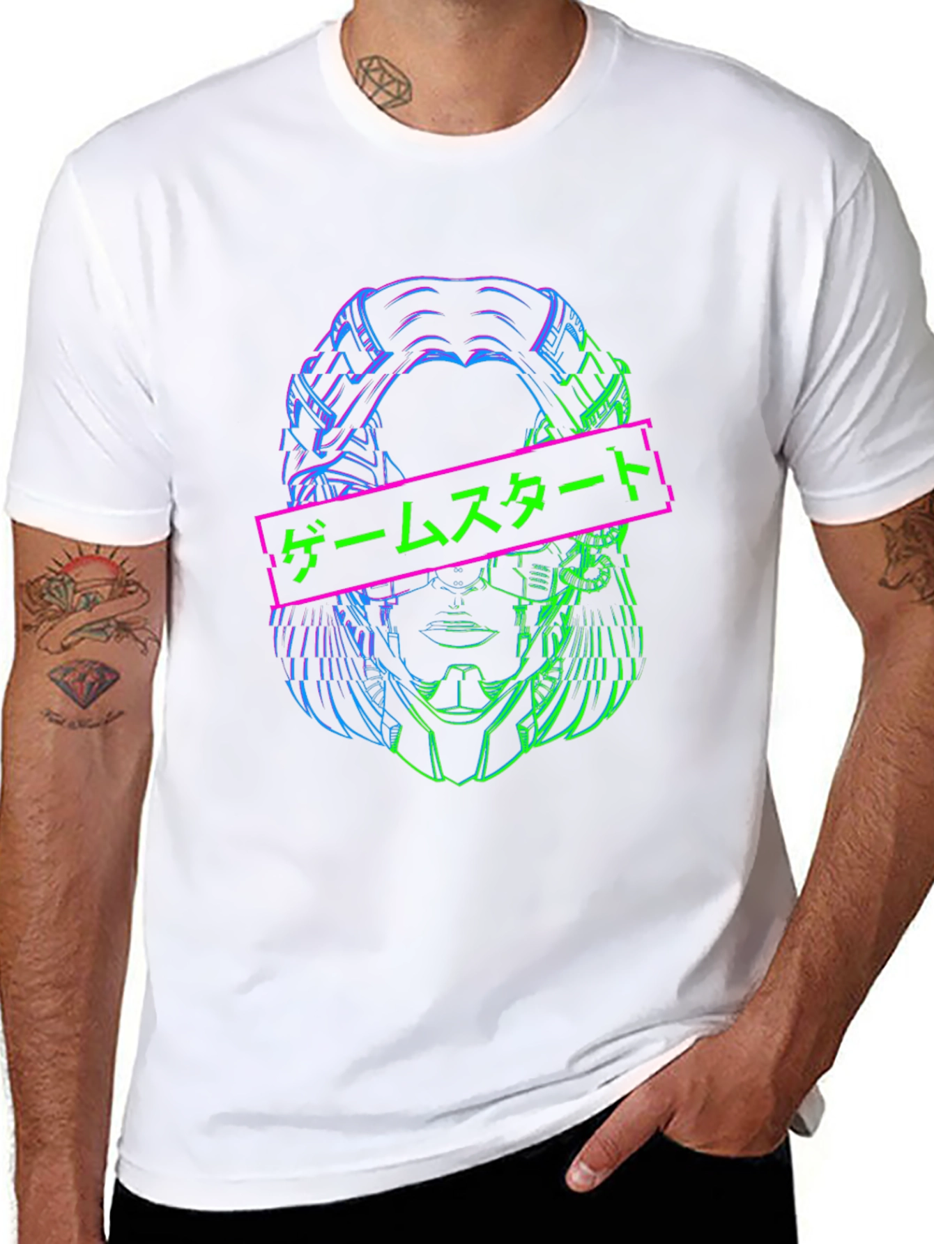 Cyberpunk Start Game Tee - Black Graphic T-Shirt