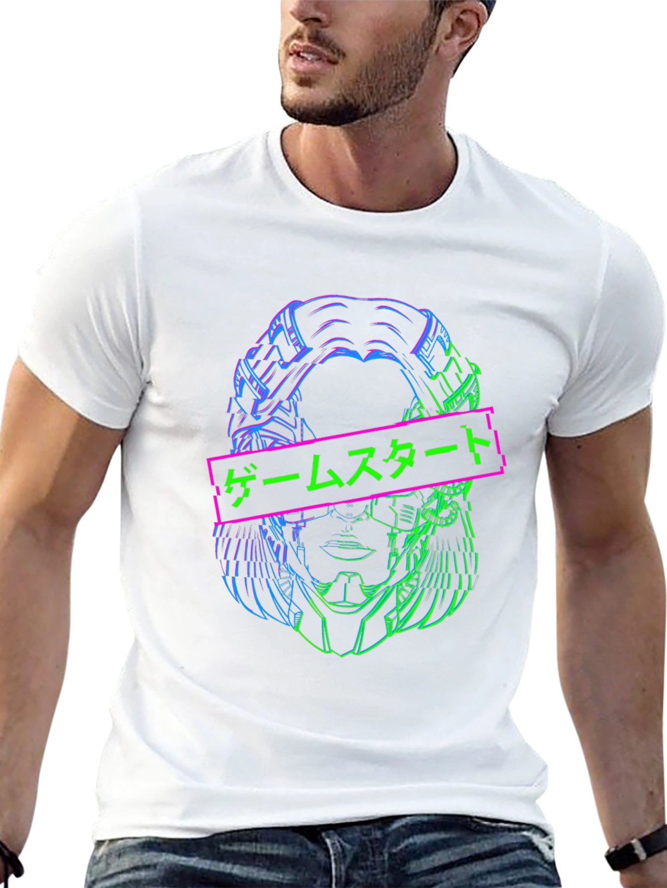 Cyberpunk Start Game Tee - Black Graphic T-Shirt