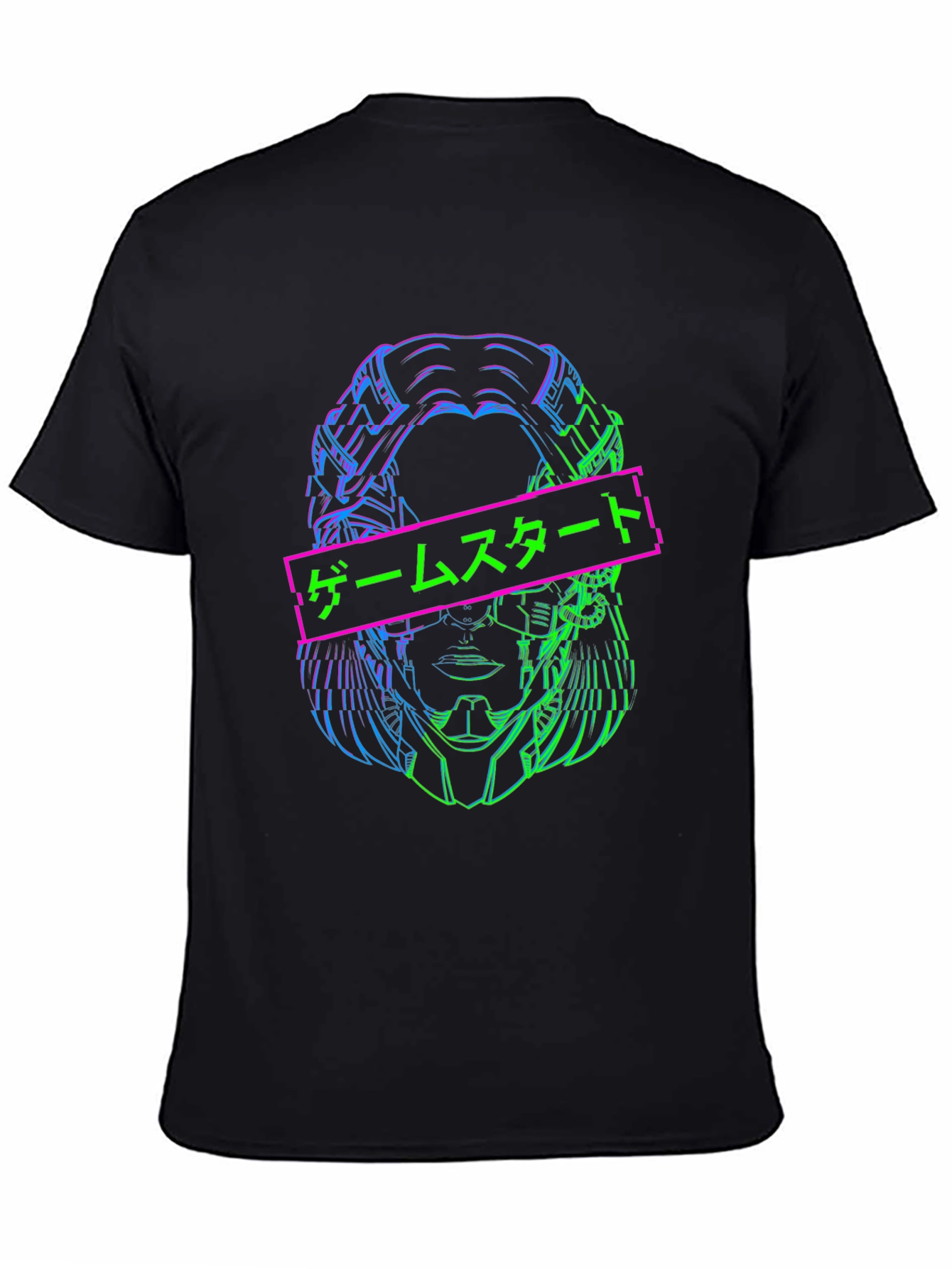 Cyberpunk Start Game Tee - Black Graphic T-Shirt