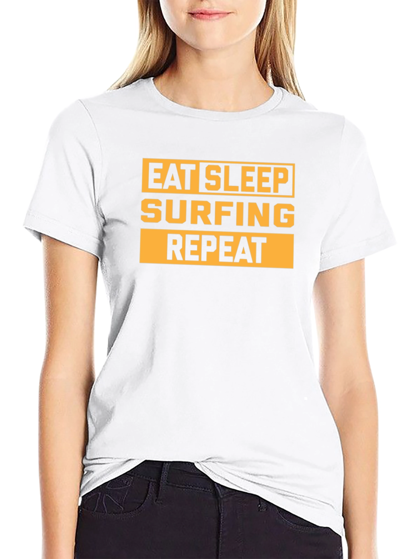 Eat Sleep Surfing Repeat Black Graphic Tee