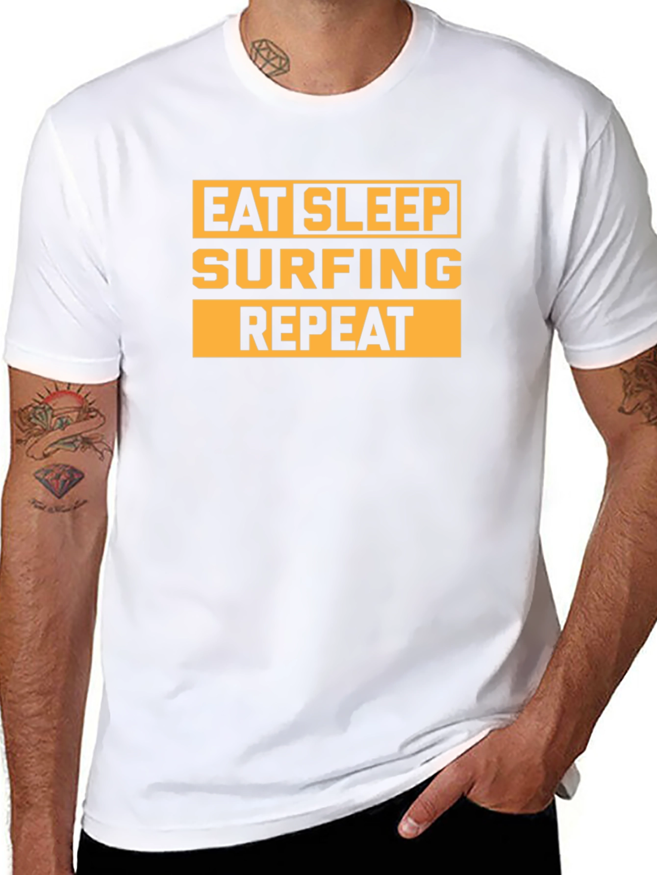 Eat Sleep Surfing Repeat Black Graphic Tee