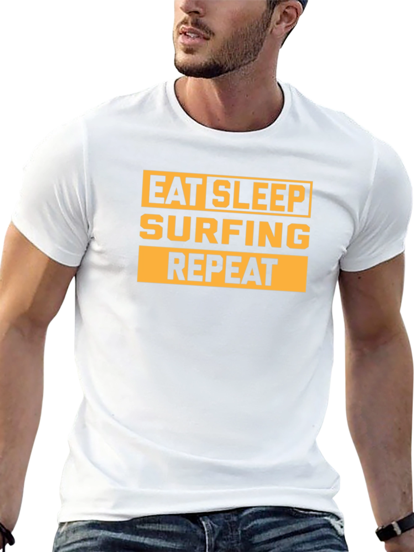 Eat Sleep Surfing Repeat Black Graphic Tee